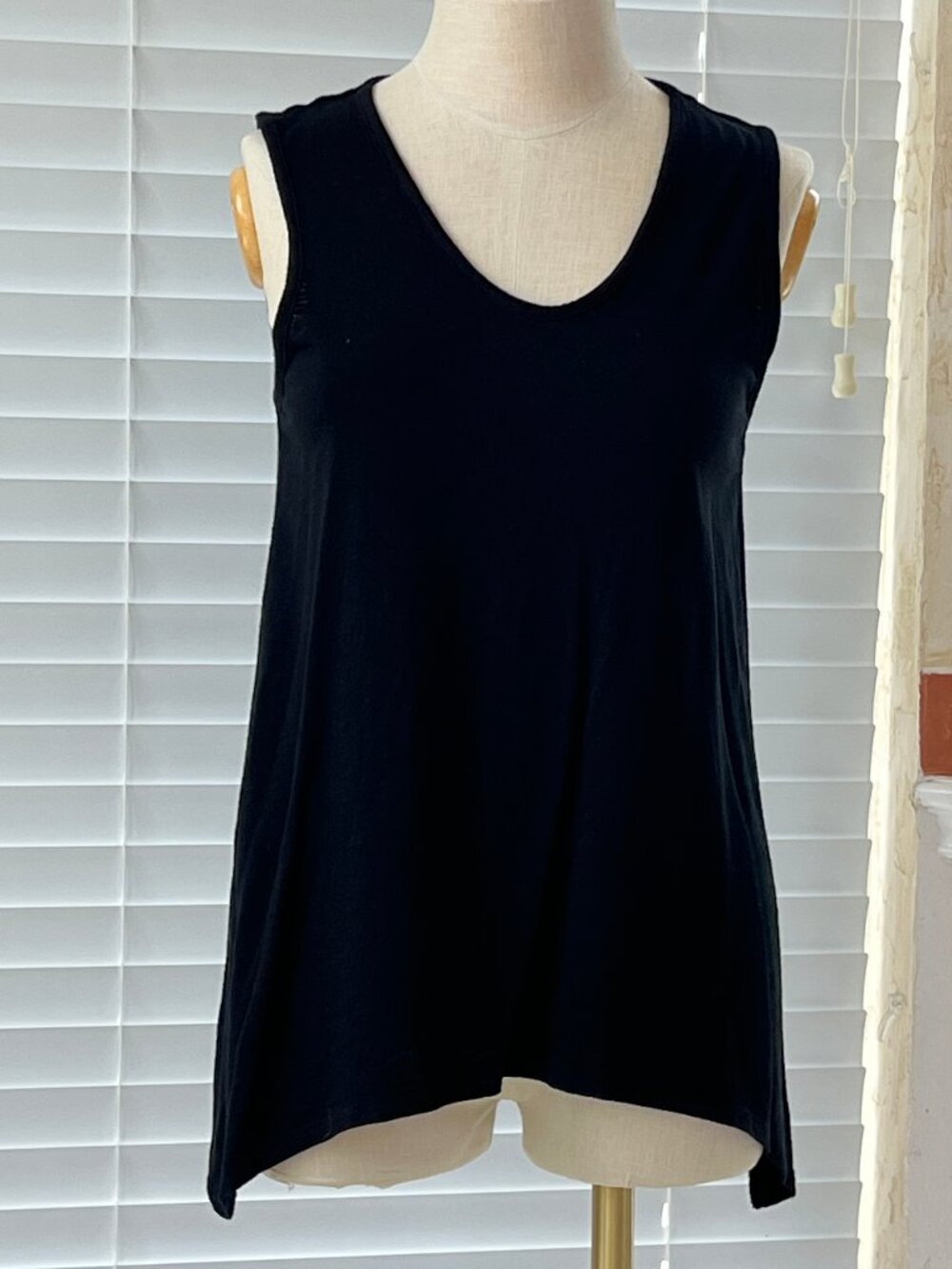 Vintage Saks Fifth Avenue Black Modal/Cotton Assymentical Top Small